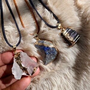 Seer Clear Quartz Crystal Pendant on Black Cord - Handcrafted Jewelry
